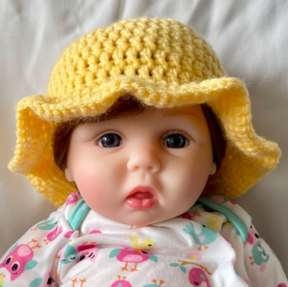 Yellow baby sun hat, baby crochet beach hat, baby bucket hat, crochet hat